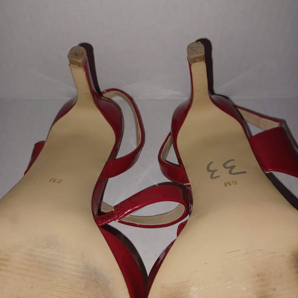 CALVIN KLEIN GEENA RED FAUX PATENT LEATHER SLINGBACK PUMPS - Picture 3 of 10